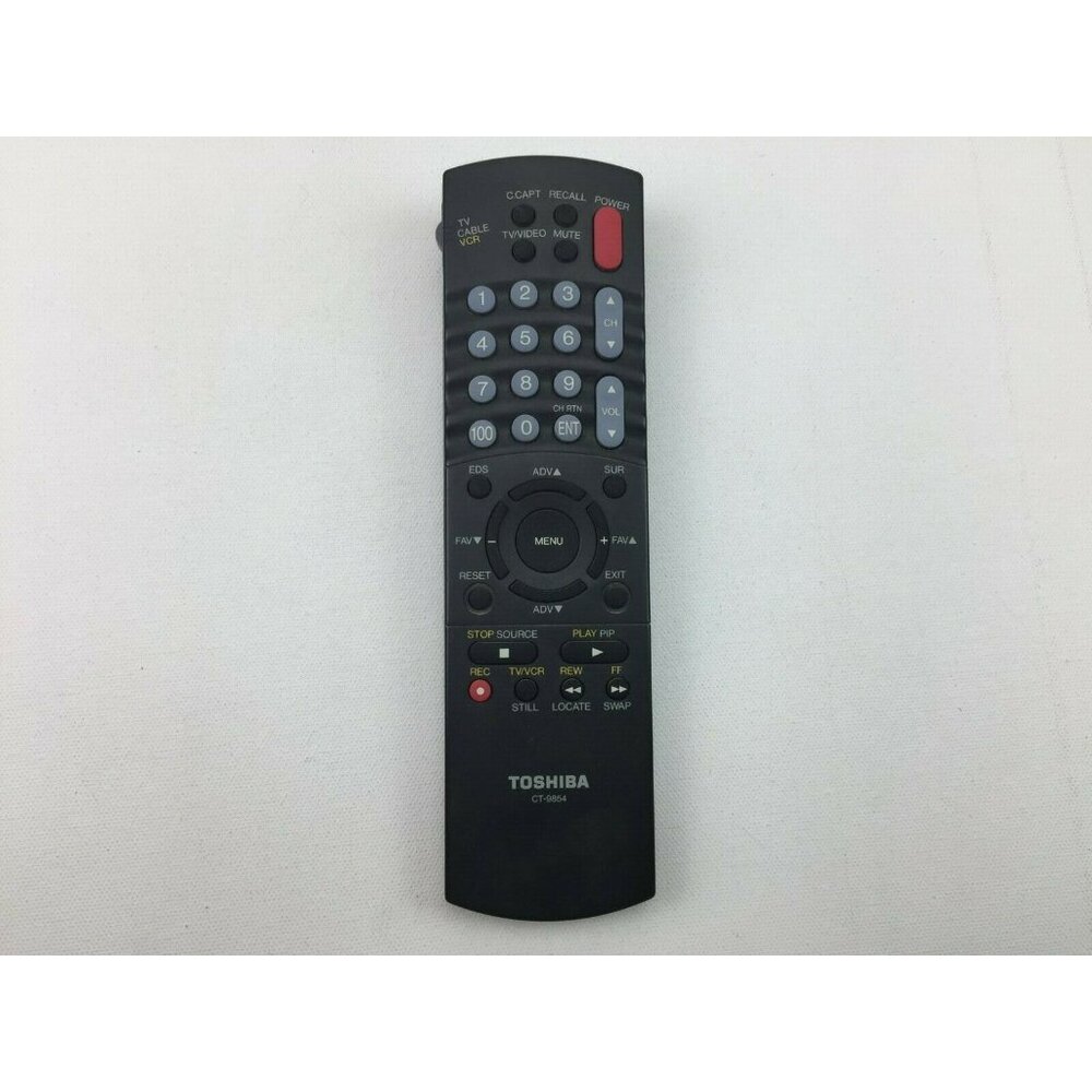 Toshiba CT-9854 Remote Control Black Classic TV/VCR Remote Red Power Button